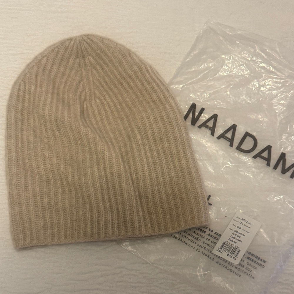 NAADAM Beige Ribbed Knit Beanie